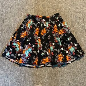 H&M High-Waisted Black Floral Skirt